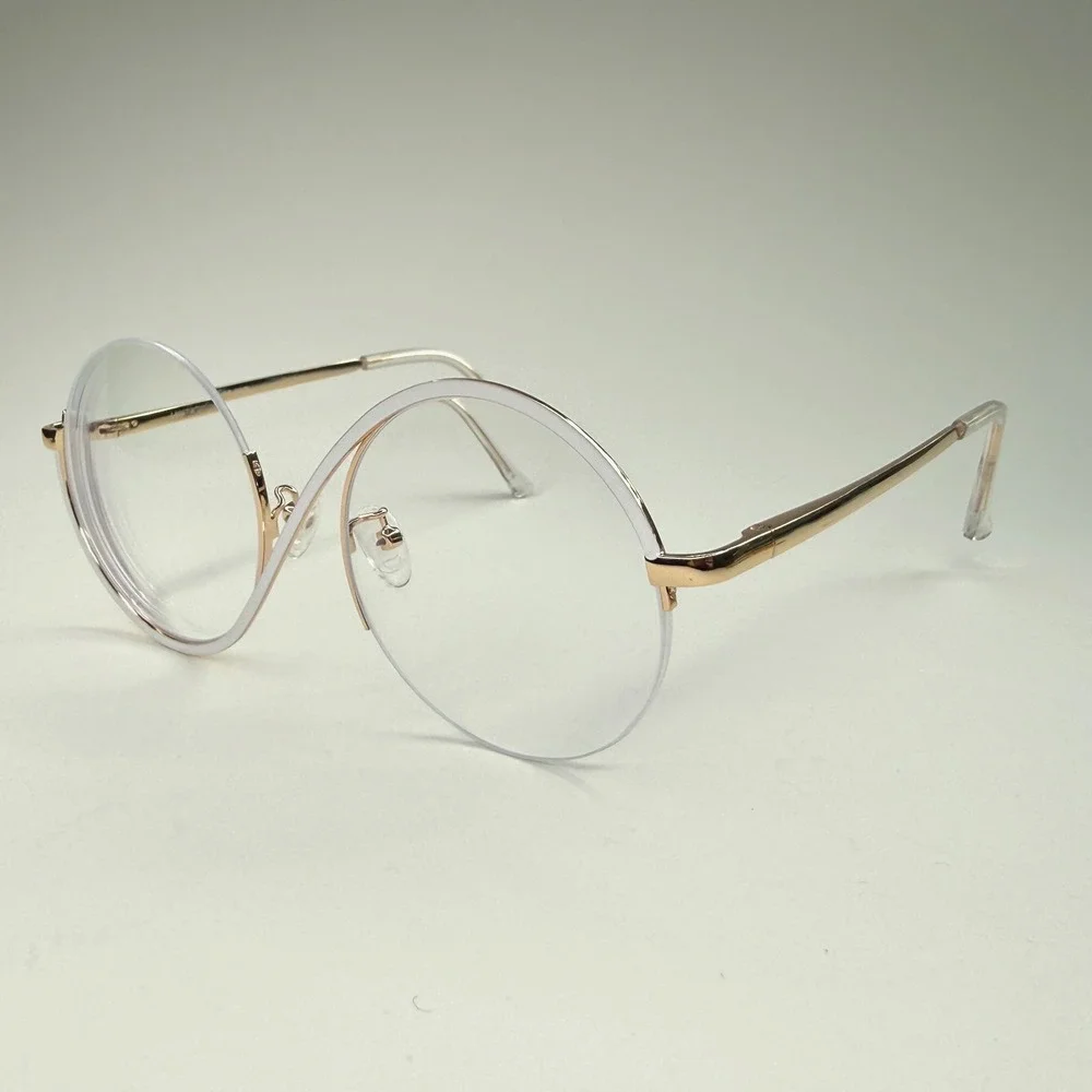 LensMart 95929 C1 Eyeglasses Frame Only‎ 52-20-143 Round White Womens